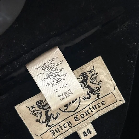 Men's Juicy Couture Velour Velvet Black Blazer
